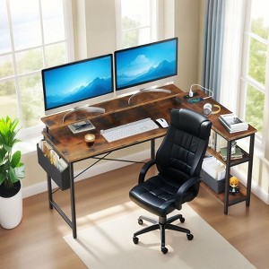 ORRD 47" L-Shaped Gaming Desk with Power Outlets, Reversible Computer Desk with Monitor Stand & Storage - 1 of 4