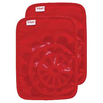 2pk 6.75x"9" Medallion Silicone Pot Holder Red - T-Fal