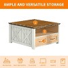 Square Storage Coffee Table With 4 Drawers Beige - 3 of 4