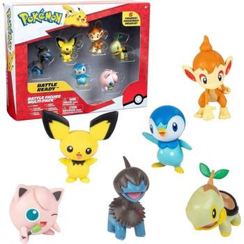 Pokémon Battle Figure Toy Set - 6 Piece - 2" Pichu, Yamper, Turtwig, & More - Gen. 4 Diamond & Pearl Starters - Officially Licensed - Gift for Kids 4+