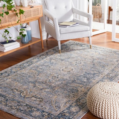 Valencia Light Grey and Blue Hand-knotted Square Rug