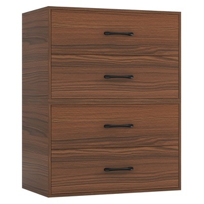 Tangkula 2PCS 2-Drawer Stackable Storage Dresser Organizer w/ Anti-topping Device