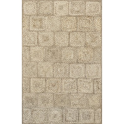 Nuloom Leva Square Tiled Jute Indoor Area Rug 5' x 8' in Natural