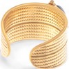 Anna-Kaci Women's Wide Statement Ring Gold Tone with Round Stone Marble-Like Stone and Textured Details - 2 of 4