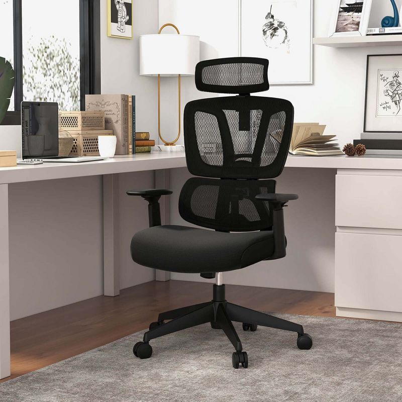 Costway Ergonomic Office Chair Adjustable Desk Chair Breathable Mesh Chair Black, 2 of 11