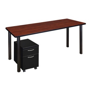 60" Rochester Single Mobile Pedestal Desk Cherry/Black - Regency - 1 of 4