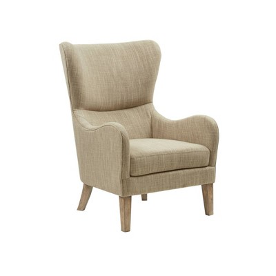 Taupe Multi High Wingback Accent Chair with Wood Legs
