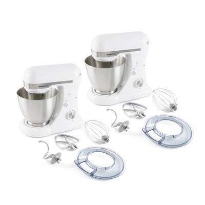 Geek Chef GSM45W 12 Speed Kitchen Countertop Stand Mixers with Stainless Steel 4.8 Qt Bowl, Beater Paddle, Dough Hook, and Whisk, White (2 Pack)