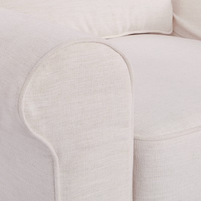 Ivory Linen Rolled Arm Loveseat with Washable Slipcover