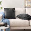 PAVILIA Set of 2 Pom Pom Throw Pillow Covers, Decorative Pompom Fringe Square Cushion Cases for Couch Sofa Bed - 2 of 4