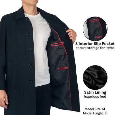 Мужские куртки Alpine Swiss Orson Mens Wool Blend Car Coat Tailored LongTopcoat for Men Single Breasted Overcoat Winter Jacket BLK MED — фото 5