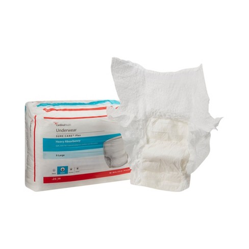 Cardinal Health Sure Care Plus Incontinence Underwear, Heavy Absorbency,  Unisex, XL, 100 Count