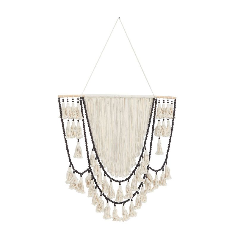 Cotton Macrame Weaved Intricately Wall Decor with Beaded Fringe Tassels - Olivia & May, 3 of 7