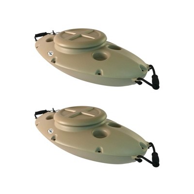 CreekKooler 30 Quart Floating Insulated Beverage Cooler Pull Behind Kayak Canoe, Tan w/ 8' Adjustable Position Floating Cooler Tow Behind Rope Strap