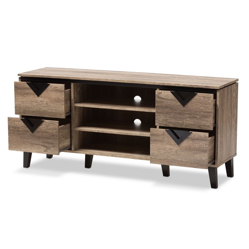 Beacon Modern and Contemporary Wood TV Stand for TVs up to 55&#34; Light Brown - Baxton Studio, 3 of 11