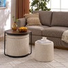 CAVINAS 3-Piece Set Round Storage Ottoman Bench, Multi-Functional Combination Set Table Ottoman, with Drum Stool, Velvet Ottoman with Storage - 3 of 4
