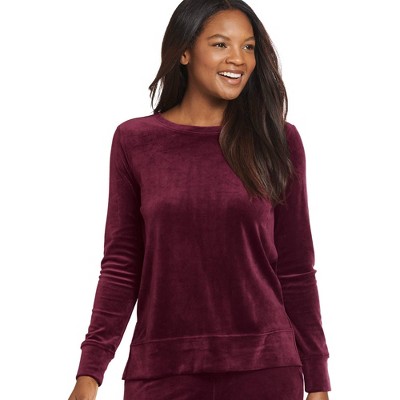 Jockey Women Velvet Crew Sweatshirt l Black Currant