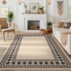 Washable Geometric Bordered Living Room Rugs, Soft Non Slip Bedroom Dining Room Carpet, Low Pile Floor Cover for Home Office - 2 of 4