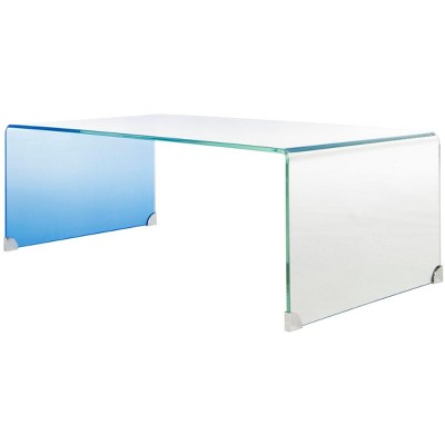 Crysta 47'' Blue Ombre Rectangular Glass Coffee Table