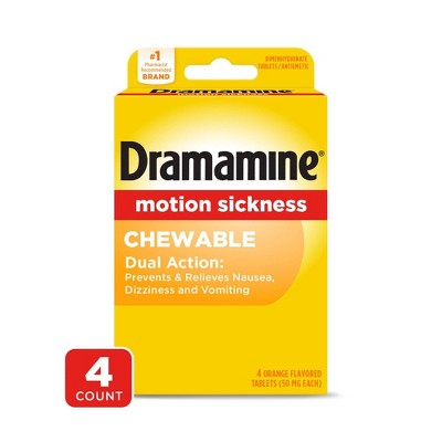 Dramamine Motion Sickness Tablets - Orange Flavored - 4ct