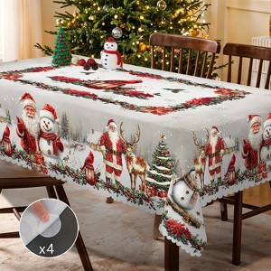 Christmas Wreath Tablecloth, Festive Holiday Dining Table Cover with Wreath Pattern, Dustproof Easy-Care Home Decor - 1 of 4