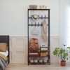 Coat and Shoe Rack, Coat Stand with Shoe Storage Bench, Wood and Metal Frame, with Hooks, a Clothes Rail, for Hallway, Entrance, Bathroom - 3 of 4
