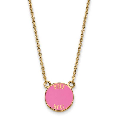 Black Bow Jewelry 14k Yellow Gold Plated Sterling Silver Phi Mu Greek Life Necklace 18 Inch