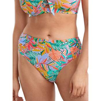 Birdsong Women's Wild Tropic Ruched High-Waist Bikini Bottom - S20154-WITRP