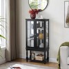 TiramisuBest Curio Cabinet Lighted Curio Display Cabinet with Open Storage Space,Solid Wood Legs and adjustable Shelves - 3 of 4