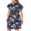 Agnes Orinda Women's Plus Size V Neck Floral Tie Waist Mini Dressy A Line Dresses - 4 of 4