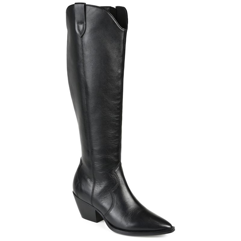 Journee Signature Wide Calf Women's Genuine Leather Tru Comfort Foam™ Pryse Boot, 1 of 10