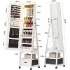 LED Mirror Jewelry Cabinet, 360° Swivel Frameless Full-Length Mirror 66 Inch Tall Standing Lockable Jewelry Armoire Organizer, Foldable Makeup Shelf - 2 of 4