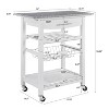 MaseiKar Mobile Rolling Kitchen Island Trolley Serving Cart with Underneath Drawer & Slide-Out Wire Storage Basket - 2 of 4