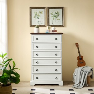Modern 6 Drawer Dresser, Dressers for Bedroom, Tall Chest of Drawers Closet Organizers & Storage Clothes - Easy Pull Handle - 1 of 4
