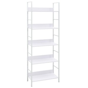 vidaXL 5-Layer Book Shelf White 23.6 in.x10.9 in.x62.4 in. Engineered Wood - 1 of 4
