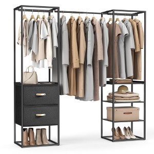 SONGMICS Clothes Rack, 70.9 Inch Wardrobe Freestanding Closet, Heavy Duty Garment Rack with 1 Extendable Hanging Rod, 2 Drawers and 4 Shelves - 1 of 4