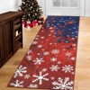 Snowflake Christmas Area Rug, Non Slip Foldable Low Pile Decorative Stain Resistant Carpet for Living Room Bedroom, Red/Blue - 2 of 4