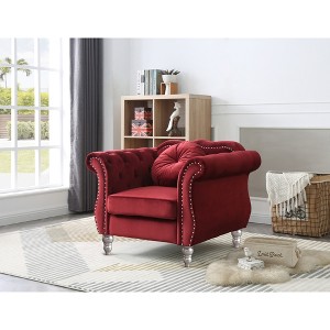 Transitional Upholstered Flared Armchair with Comfortable Seating and Easy Assembly for Living Room - 1 of 4