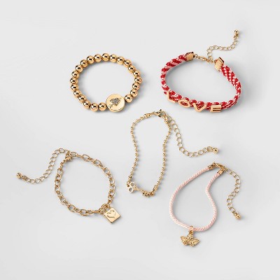 Girls' 5pk 'LOVE' Bracelet Set - art class™ Gold