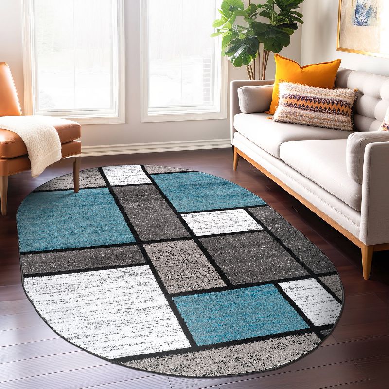 World Rug Gallery Contemporary Modern Boxed Color Block Area Rug, 3 of 12