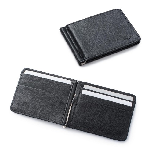 Zodaca Stylish Thin Leather Wallet with Removable Money Clip, Black
