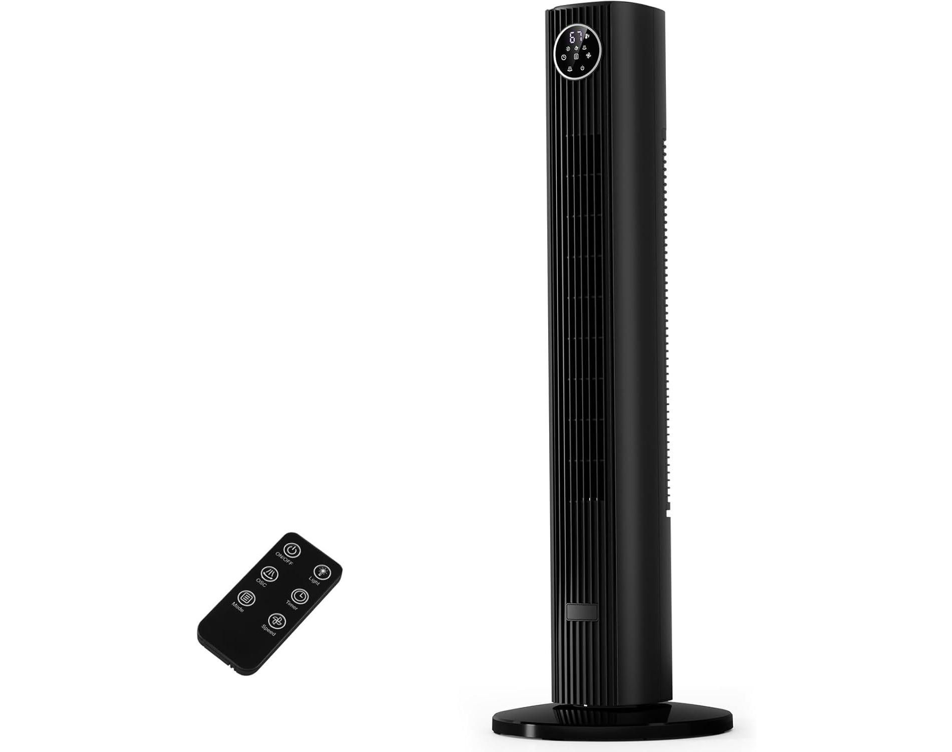 35-inch Bladeless Tower Fan, Portable Quiet Oscillating Fan with Remote, 3 Speeds, 12H Timer, for Bedroom & Office