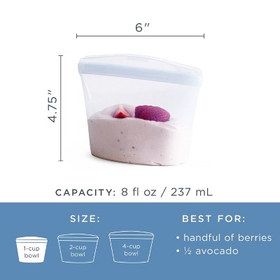 stasher Premium Silicone Reusable Food Storage Bowl - 1 Cup - Mystery Color(Clear/Blue): BPA-Free, Microwave-Safe, Heat-Resistant
