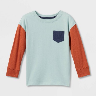 Toddler Boys' Colorblock Long Sleeve Jersey Knit T-Shirt - Cat & Jack™ Light Mint Green 5T