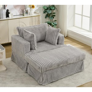 PAGED Modern Accent Chair and Ottoman Set, Comfy Sofa Chair with Side Table and Movable Footrest, Living Room Chair for Bedroom - 1 of 4