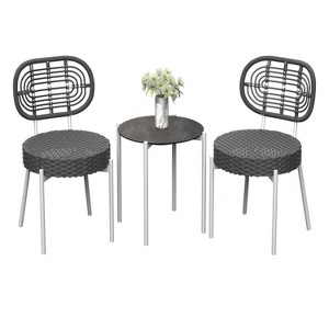 GustoWave 3-Piece Rattan Bistro Set, All-Weather Patio Furniture For Porch/Lawn/Garden - 1 of 4