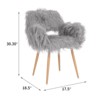 Angel Sar Grey Vanity Chair for Bedroom, Faux Fur Upholstered Makeup Chair - 2 of 4