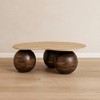 Royal Hampton Accent Coffee Table, Curved Natural Travertine Top, Round 3 Balls Wood Base - 4 of 4