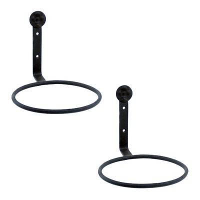 Kyoffiie Flower Plant Pot Wall Mount Ring Holder Metal Planter Hook Hanger  Wall Bracket Stand Black