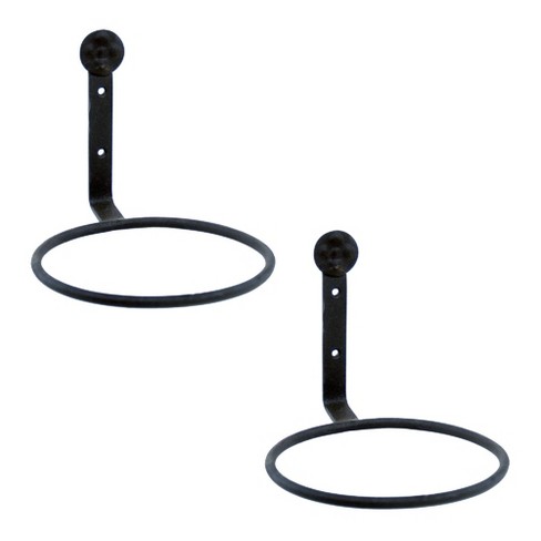 Set Of 2 6 Wall Mounted Flower Pot Holder Ring Brackets Black Powder Coat  - Achla Designs : Target